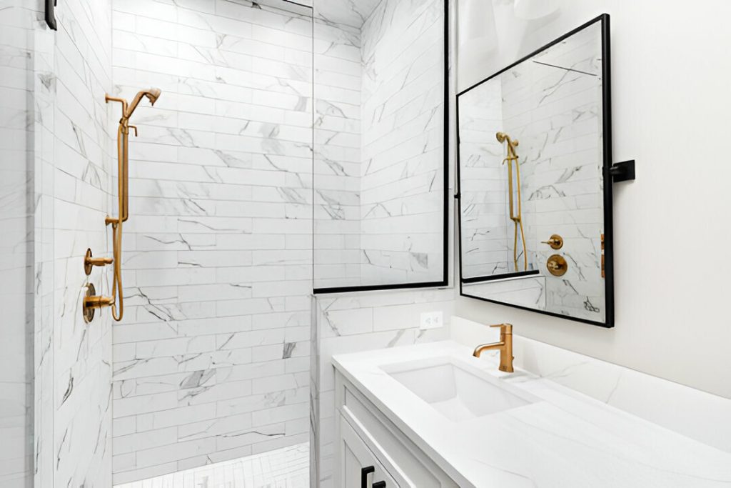 custom ceramic shower tiling in Los Angeles home