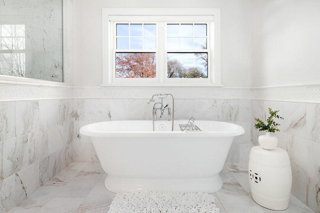 custom ceramic tub surround in Los Angeles home